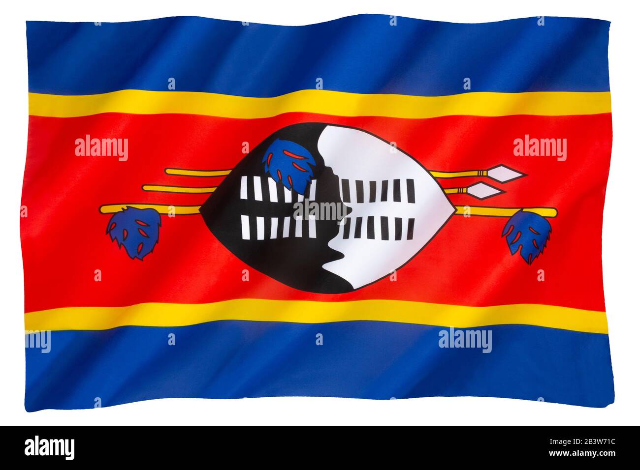 Le drapeau d'Eswatini a été adopté le 6 octobre 1968 après que Eswatini (alors le Swaziland) ait obtenu l'indépendance de la Grande-Bretagne le 6 septembre 1968. Banque D'Images