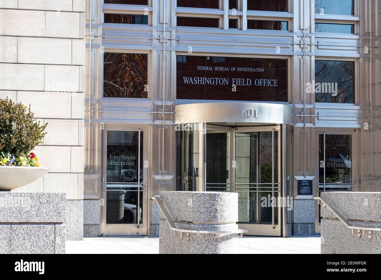 Entrée à l'entrée de la FBI Washington Field Office dans le centre-ville de D.C, Banque D'Images