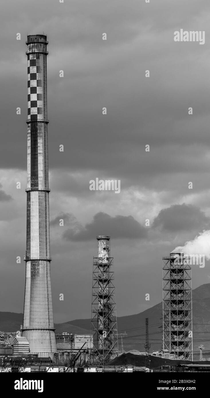 Chimney de la centrale thermique du charbon Banque D'Images