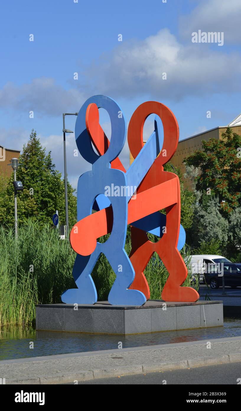Keith Haring « The Boxers », Eichhornstrasse, Potsdamer Platz, Tiergarten, Berlin, Allemagne Banque D'Images
