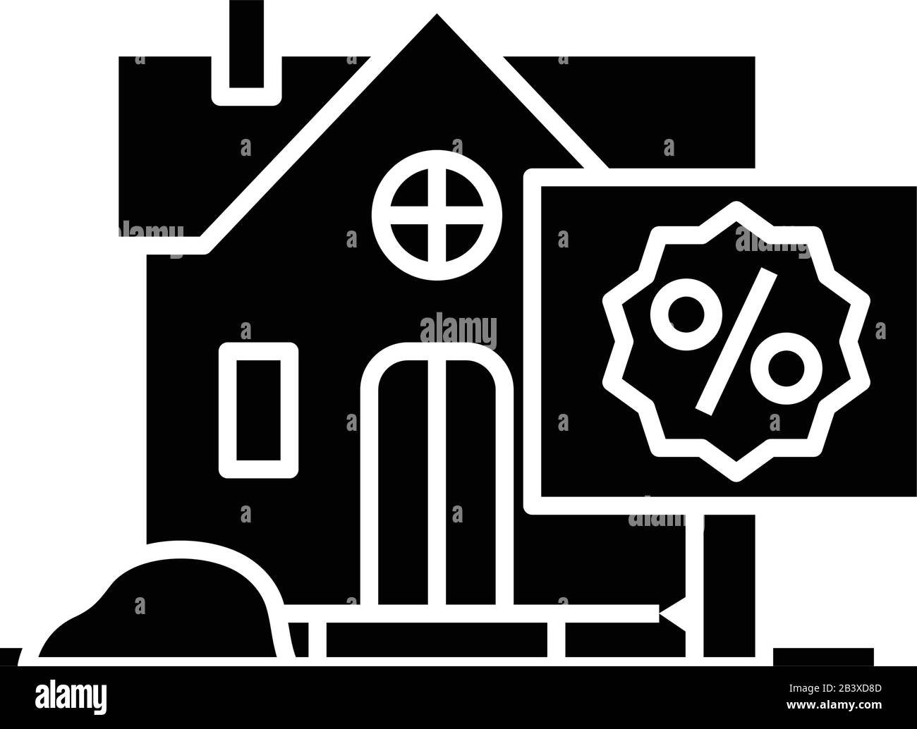 Vente immobilière icône noire, illustration de concept, symbole vectoriel plat, signe glyphe. Illustration de Vecteur