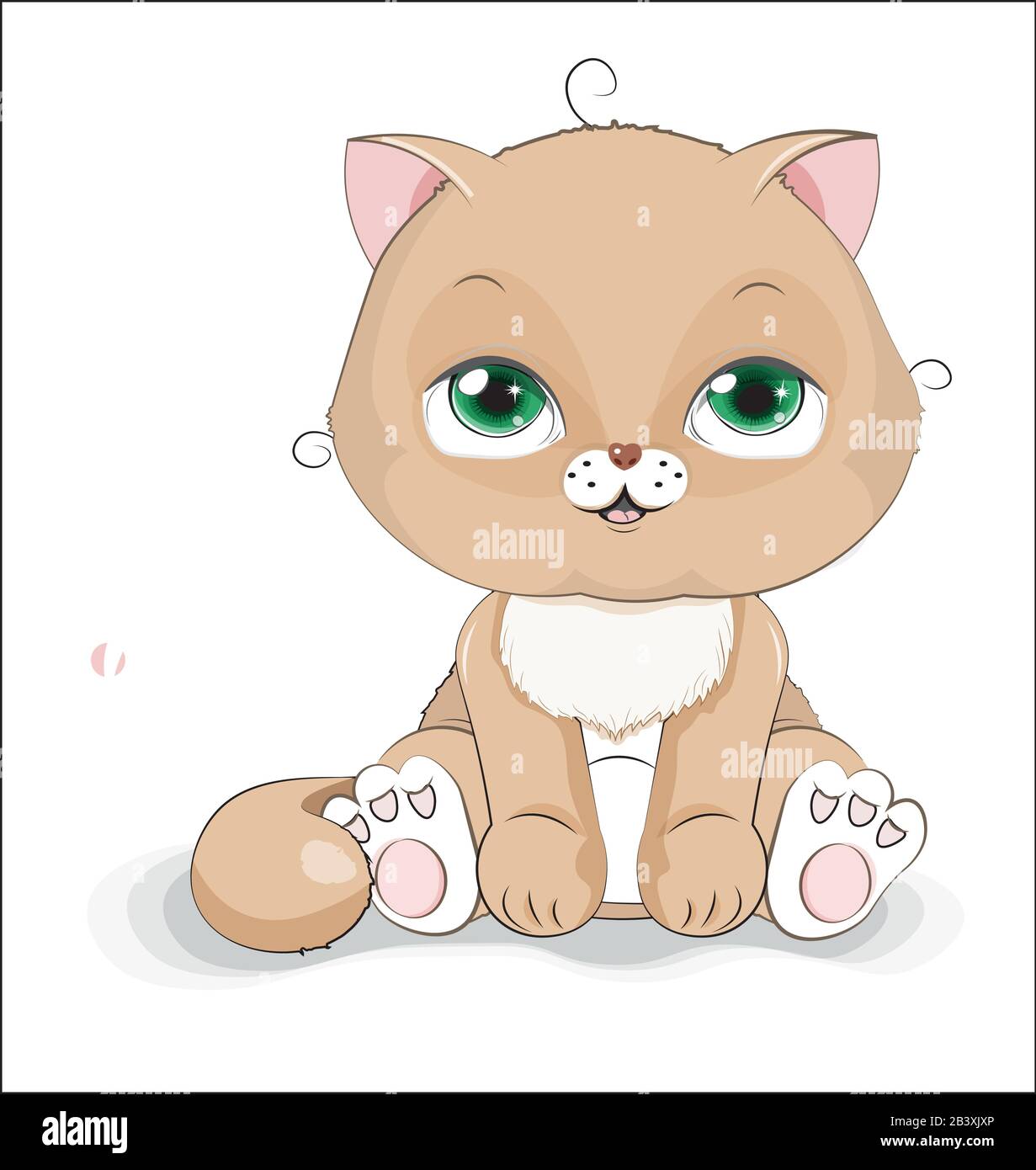 Joli Chaton De Chat Brun Sur Fond Blanc Dessin A La Main Style Dessin Anime Pour T Shirt Porter Imprime Mode Carte De Vœux Postca Image Vectorielle Stock Alamy