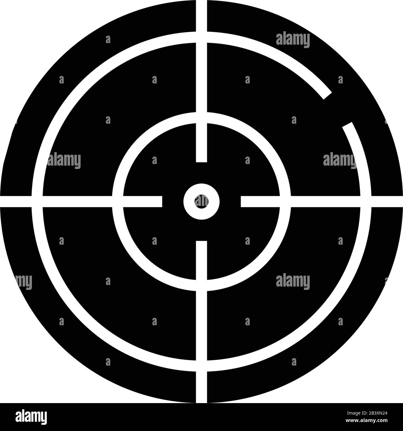 Icône noire cible, illustration conceptuelle, symbole plat vectoriel, signe glyphe. Illustration de Vecteur