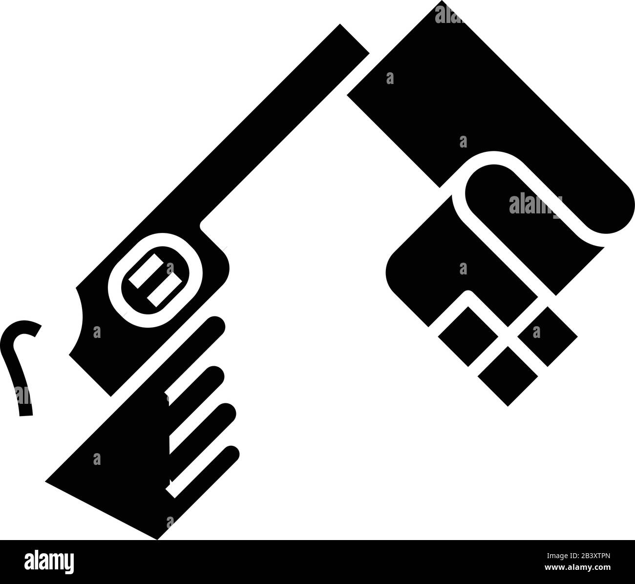 Icône noire de pistolet de démarrage, illustration conceptuelle, symbole plat vectoriel, signe glyphe. Illustration de Vecteur