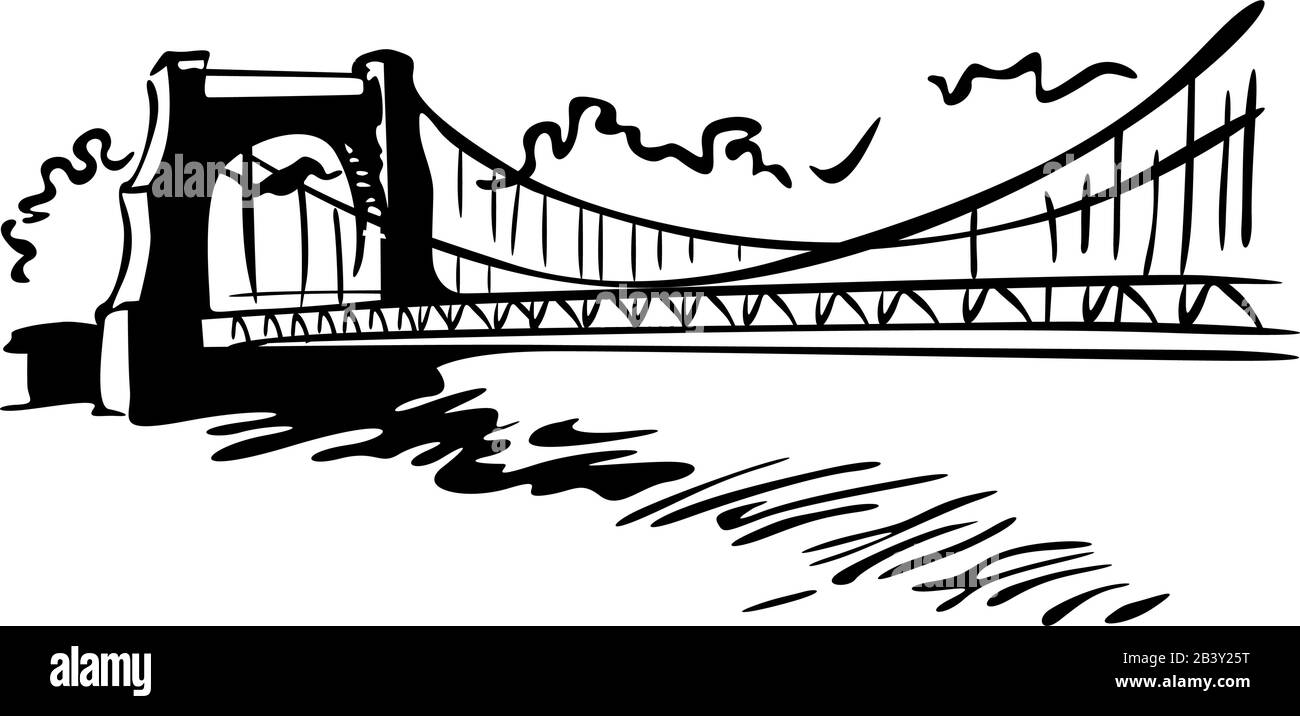 Suspension Bridge Illustration de Vecteur
