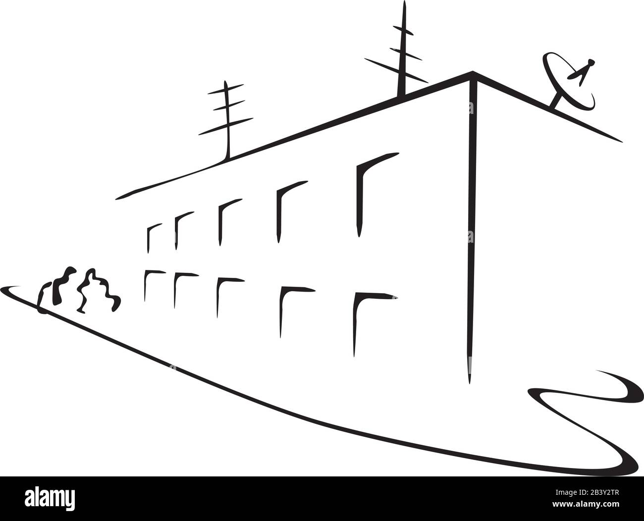bâtiment résidentiel avec antennes Illustration de Vecteur