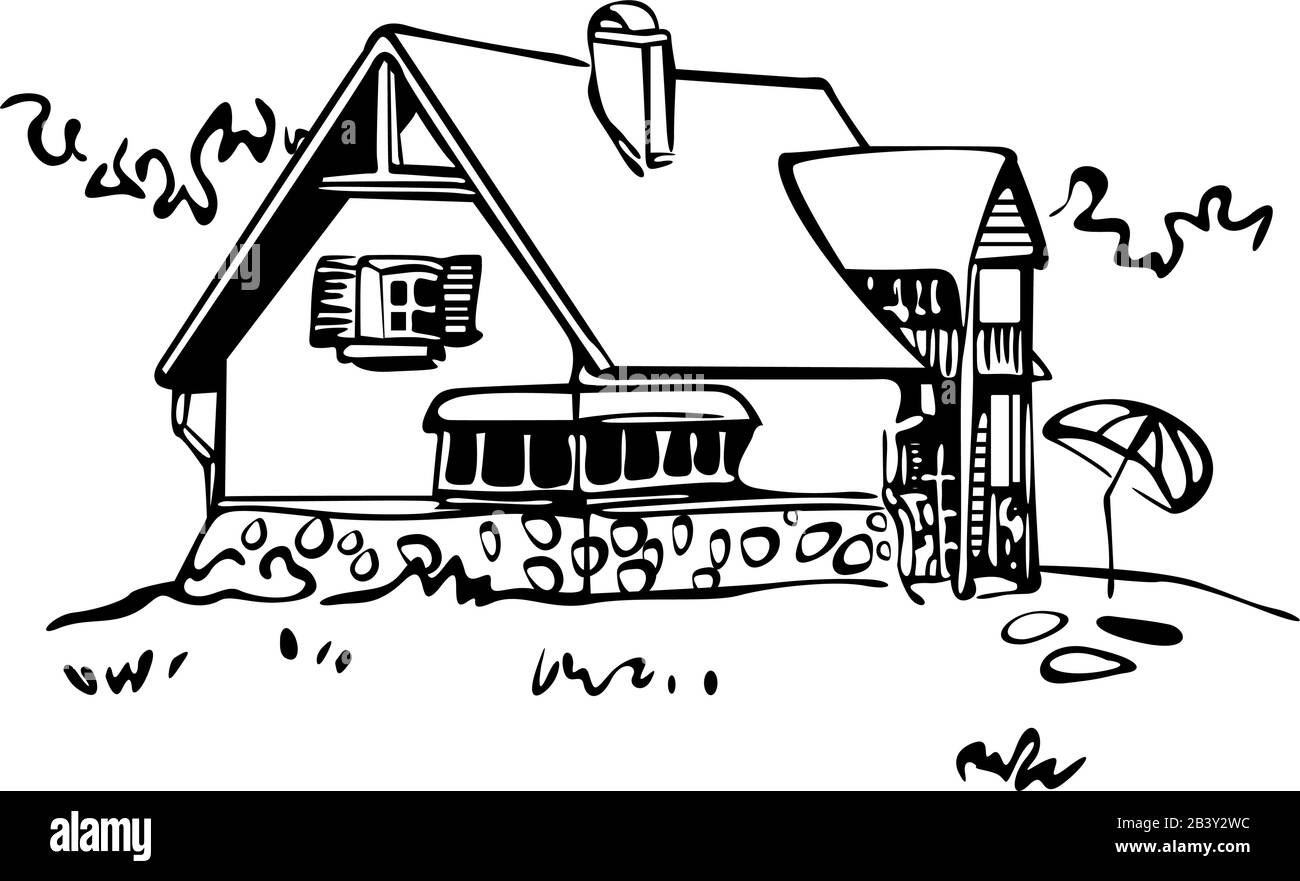 maison familiale dans la campagne Illustration de Vecteur