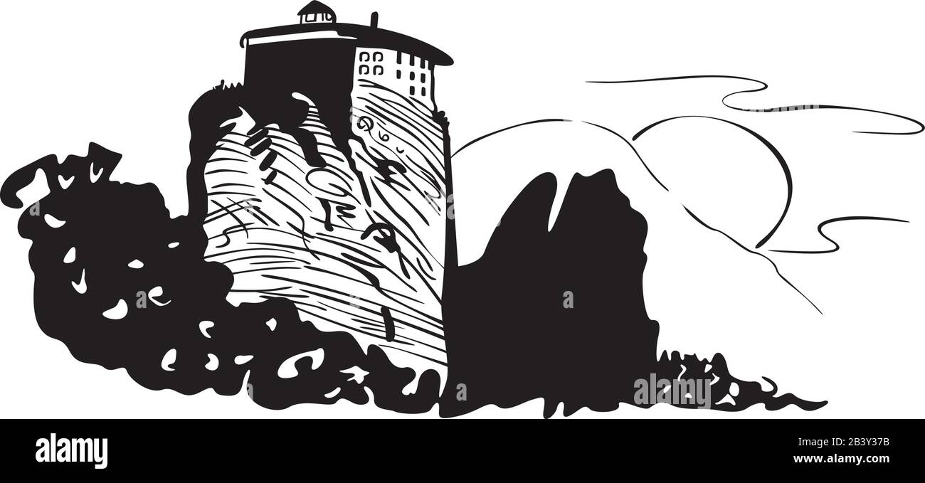 Météores des monastères grecs Illustration de Vecteur