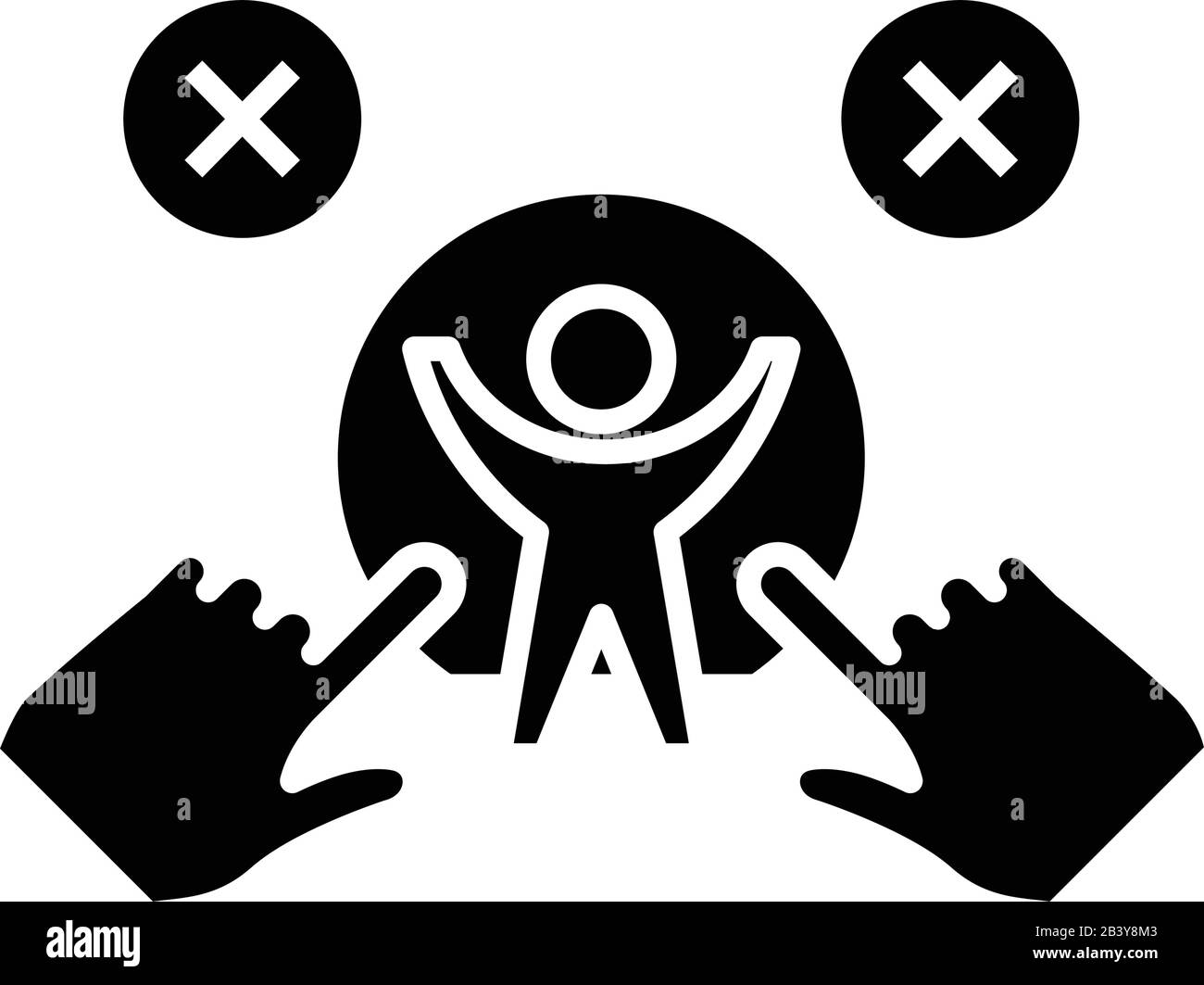 Icône noire super-héros, illustration conceptuelle, symbole plat vectoriel, signe glyphe. Illustration de Vecteur