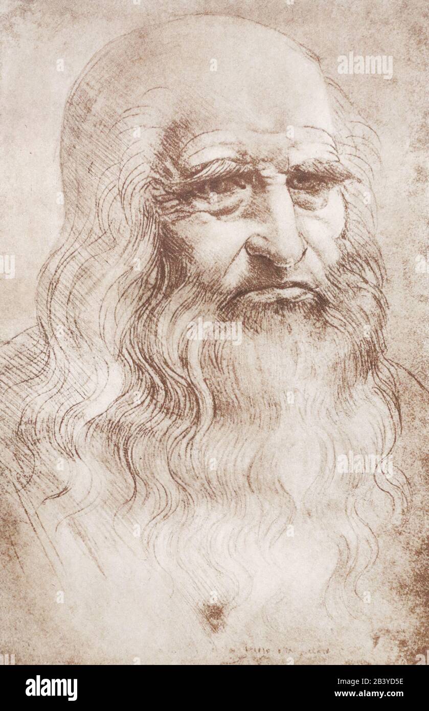 Autoportrait de Leonardo da Vinci. Banque D'Images
