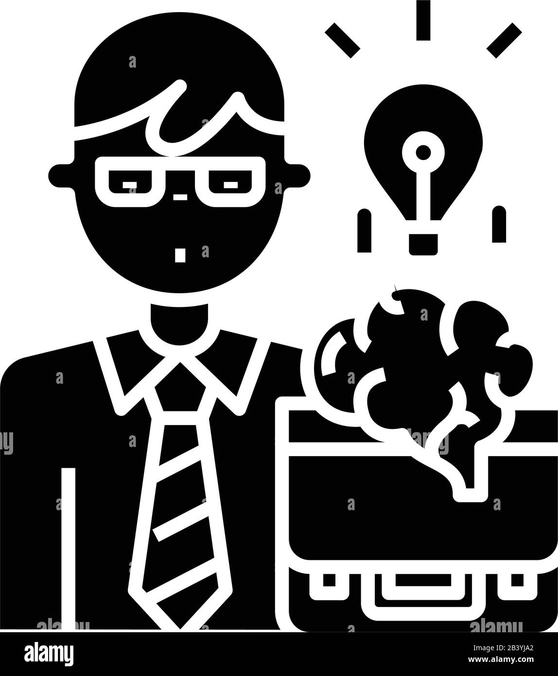 Icône noire idée soudaine, illustration de concept, symbole plat vectoriel, signe glyphe. Illustration de Vecteur