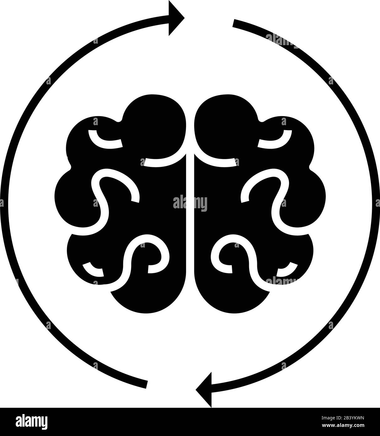 Recherche de l'icône noire d'esprit, de l'illustration conceptuelle, du symbole plat vectoriel, du signe glyphe. Illustration de Vecteur