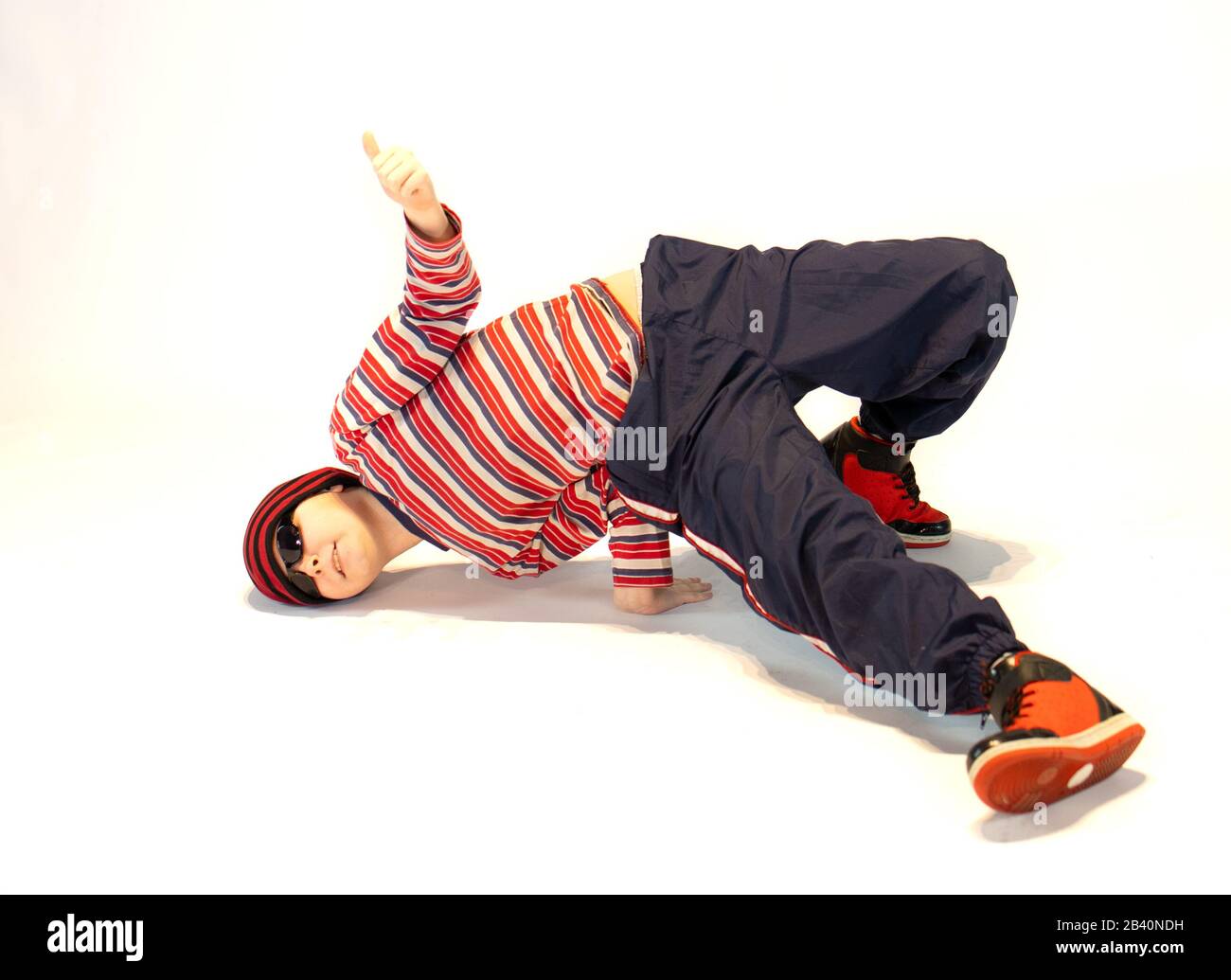 Petit-déjeuner enfant, hip hop enfant, enfant unique Banque D'Images