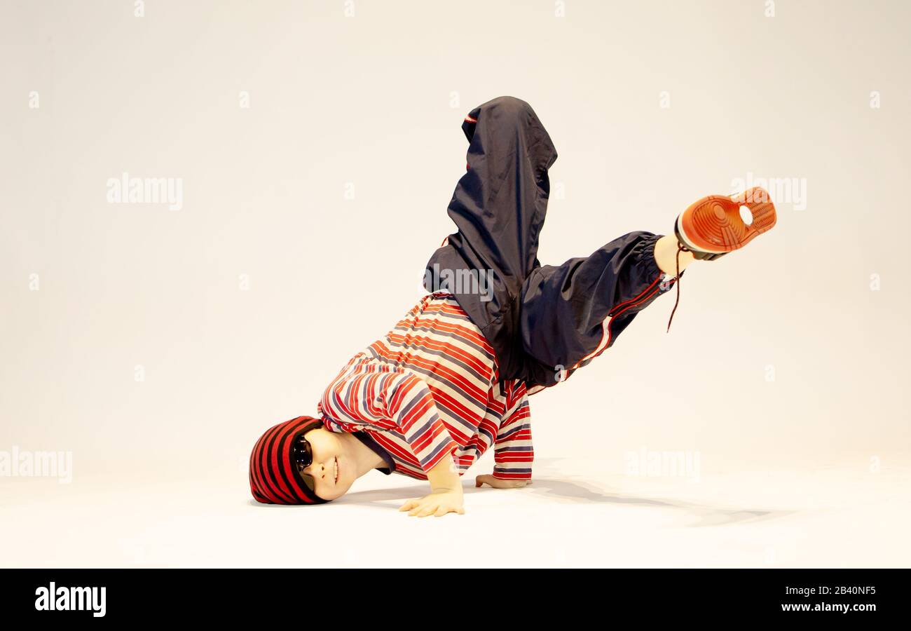 Petit-déjeuner enfant, hip hop enfant, enfant unique Banque D'Images