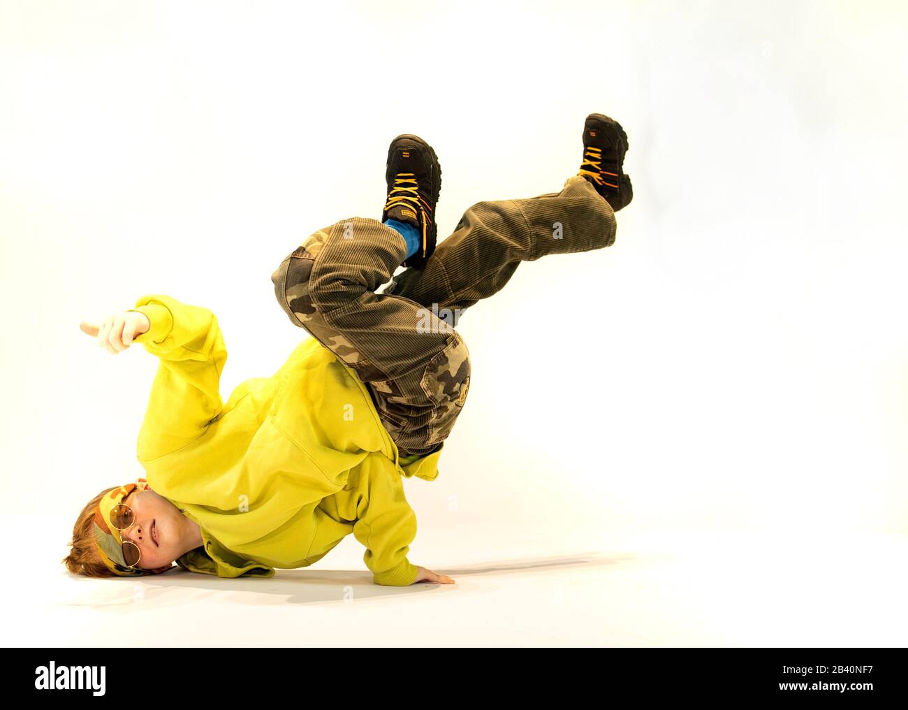 Petit-déjeuner enfant, hip hop enfant, enfant unique Banque D'Images