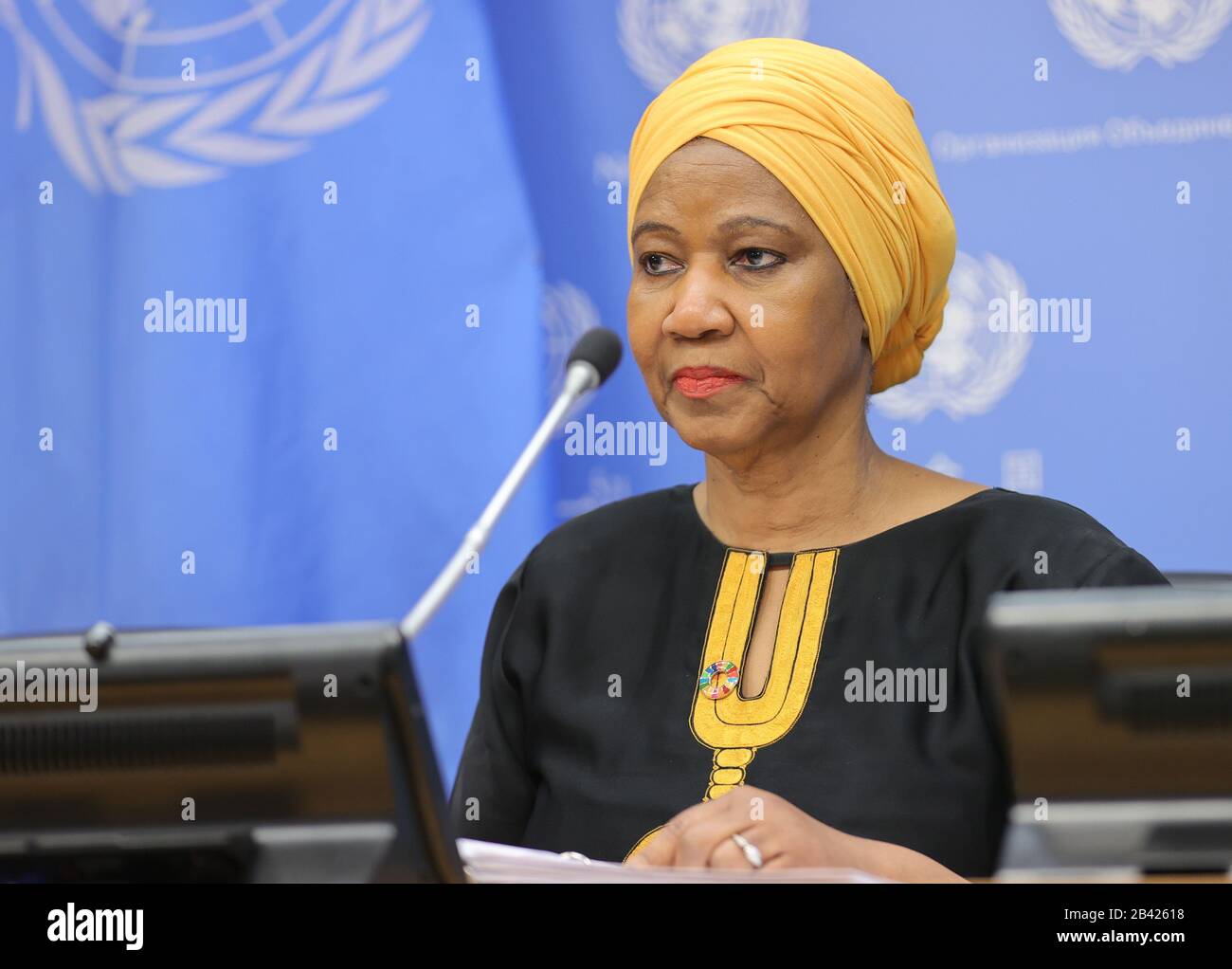 Nations Unies, New York, États-Unis, 05 mars 2020 - Phumzile Mlambo-Ngcuka, Directeur exécutif de l'ONU femmes En Prévision de la Journée internationale des femmes le 8 mars, a lancé son rapport intitulé les droits des femmes en revue 25 ans après Beijing, un bilan complet de la mise en œuvre du Programme d'action de Beijing, Qui reste le programme le plus complet pour l'égalité des sexes jamais convenu.photo: Luiz Rampelotto/EuropaNewswire CRÉDIT PHOTO OBLIGATOIRE. | utilisation dans le monde entier Banque D'Images