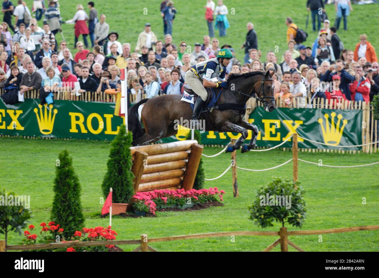 Clayton Fredericks (AUS) équitation Ben le long temps - World Equestrian Games, Aix-la-Chapelle, - 26 août 2006, dressage, Cross Country Banque D'Images