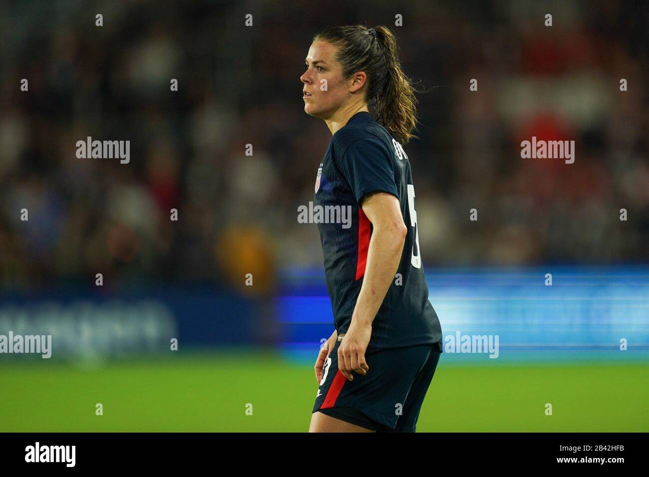 ORLANDO. ÉTATS-UNIS. Mars 05: Kelley O'Hara des États-Unis en action lors du match international de football 2020 Shebeles Cup Women entre USA Women et England Women au stade Explororia à Orlando, aux États-Unis. ***pas d'utilisation officielle*** (photo de Daniela Porcelli/SPP) Banque D'Images