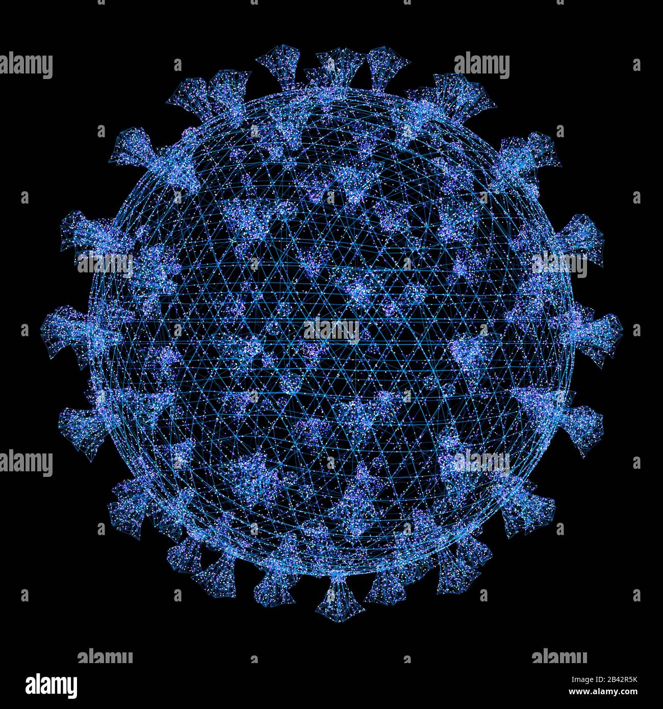 Coronavirus, groupe de virus qui causent des maladies chez les mammifères et les oiseaux. Chez l'homme, le virus cause des infections respiratoires. Banque D'Images
