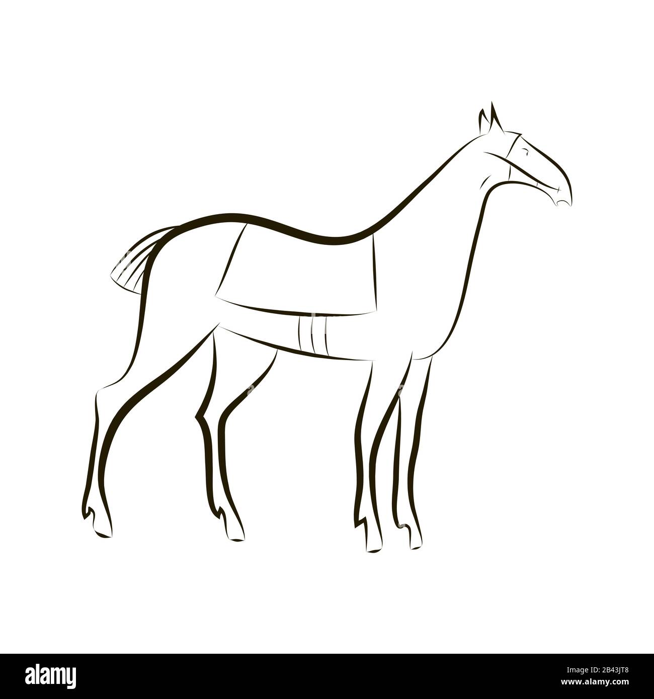 Silhouette de contour de cheval gracieux. Cheval vectoriel noir. Idée pour les écuries de design, fermes, courses, tatouage, coloriage, Zenart, autocollants, logo, mauvais Illustration de Vecteur
