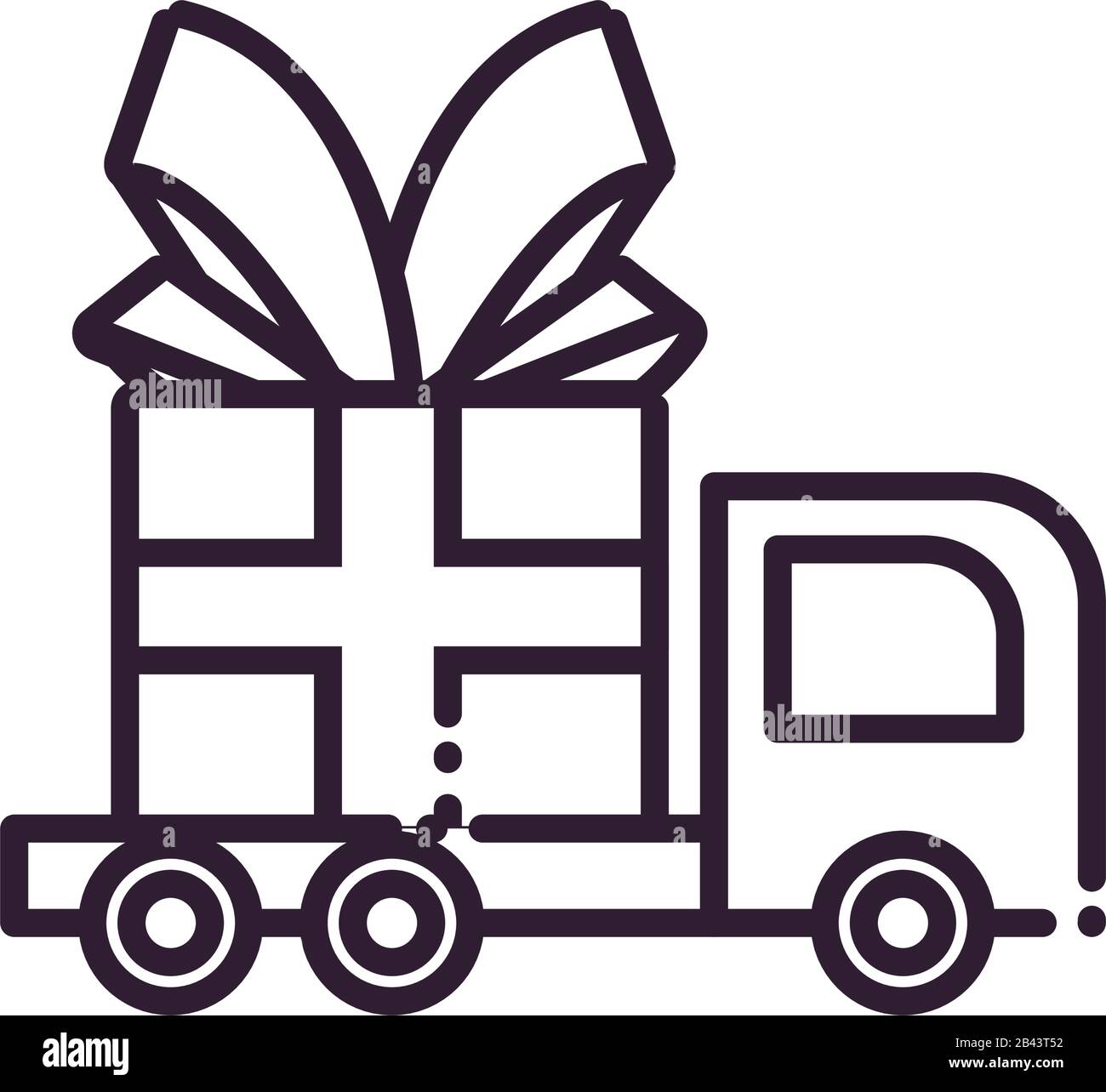 Cadeau Sur La Ligne De Camion Style Icone Design Joyeux Anniversaire Celebration Decoration Fete Festive Et Surprise Theme Illustration Vectorielle Image Vectorielle Stock Alamy