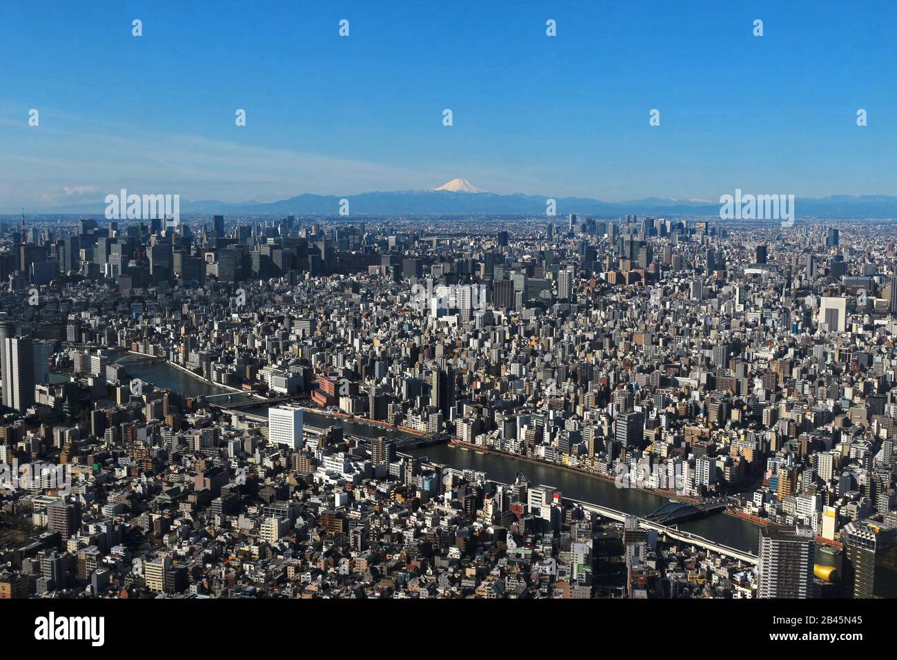 Vue panoramique sur le centre de Tokyo et le Mont Fuji depuis le Tokyo Sky Tree Banque D'Images