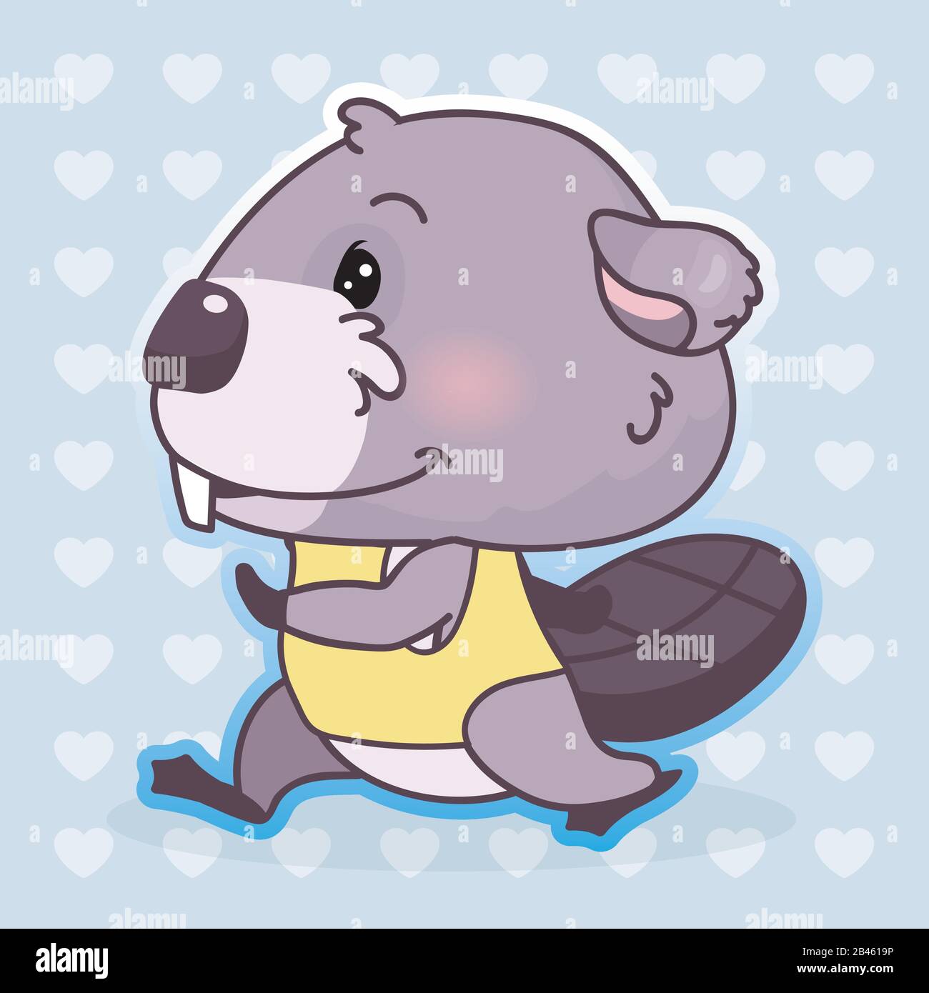 Joli Castor Kawaii Personnage Vectoriel De Dessin Anime Adorable Heureux Et Drole De Course A Pied D Animaux Faisant Des Sports Isole Autocollant Patch Anime Bebe Garcon Castor Dans Image Vectorielle Stock