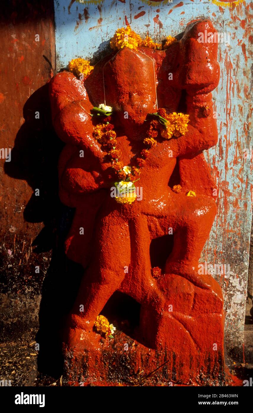 Lord Hanuman, Monkey God, Malshej Ghat, Thane, Maharashtra, Inde, Asie Banque D'Images