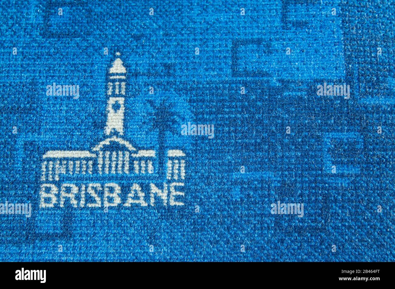 Brisbane, Queensland, Australie - 28 janvier 2020 : sellerie de bus avec le logo du conseil municipal de Brisbane sur une chaise de bus Banque D'Images