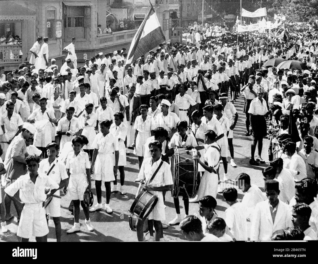 Procession de célébration du jour de l'indépendance, Bombay, Mumbai, Maharashtra, Inde, Asie, Indien, asiatique, 15th août 1947, ancienne image vintage 1900s Banque D'Images
