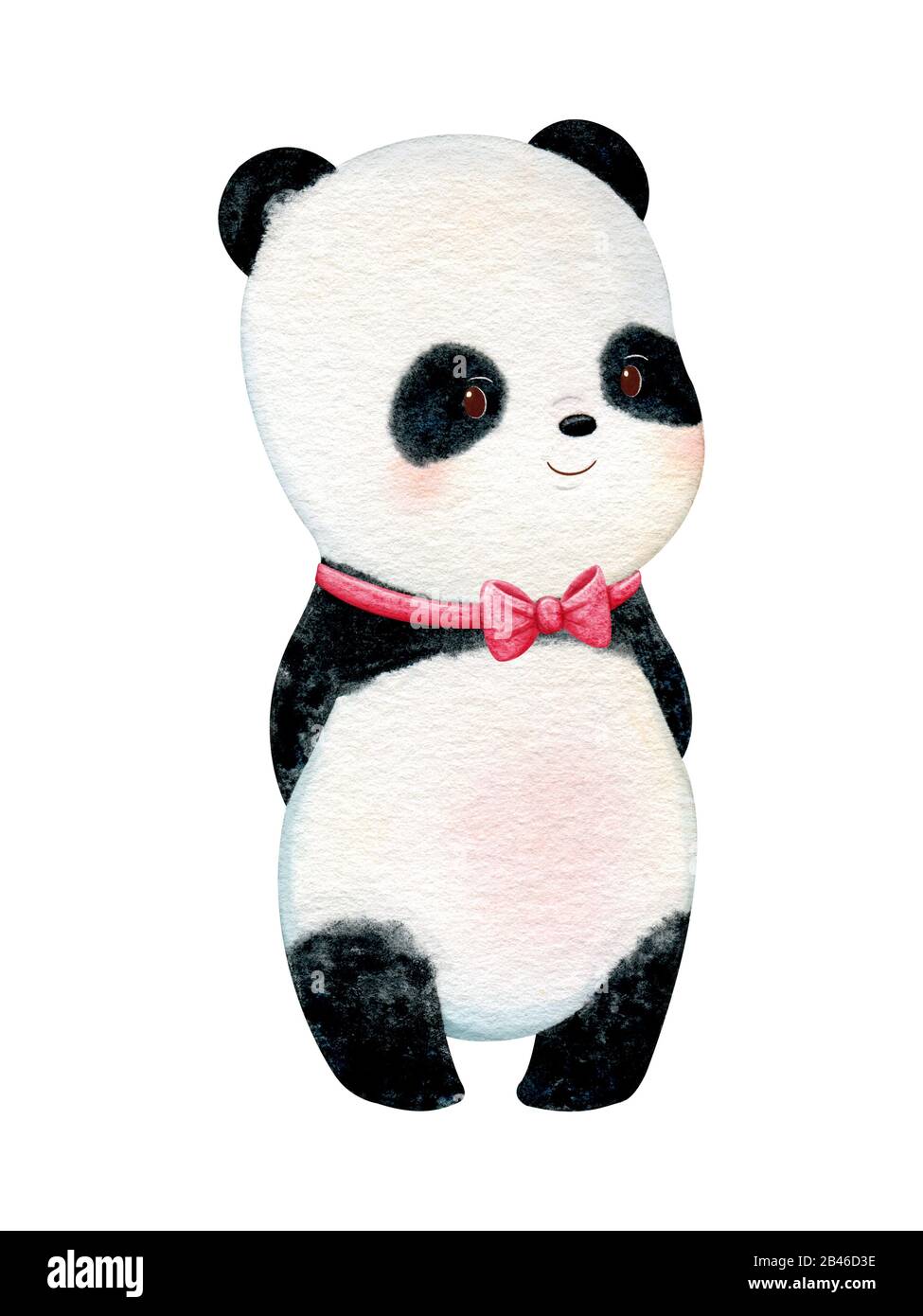 Joli petit panda avec des joues de roses. Illustration d'aquarelle peinte à la main Banque D'Images