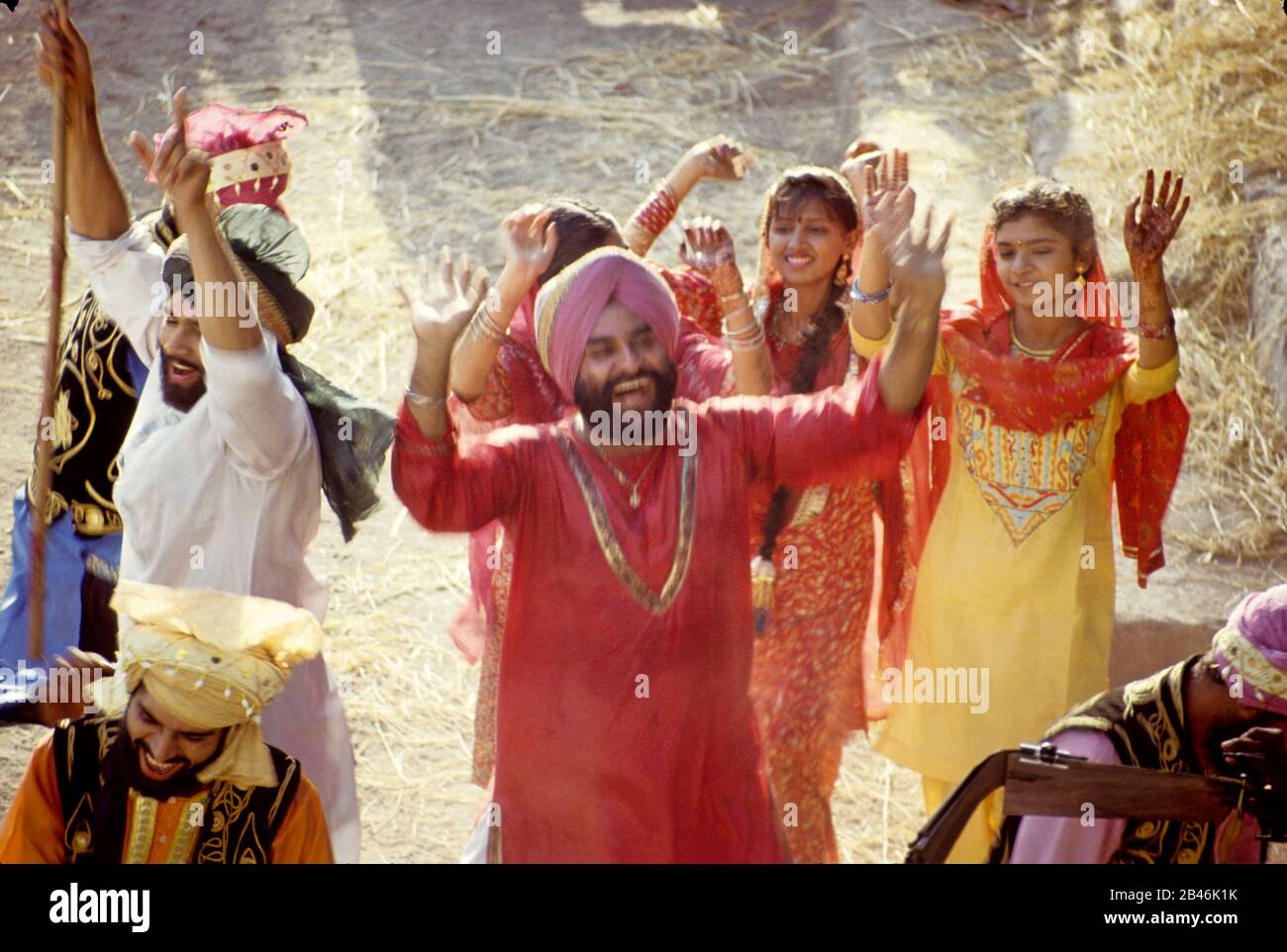 Danse folklorique , Bhangra , Punjab , Inde , Asie Banque D'Images