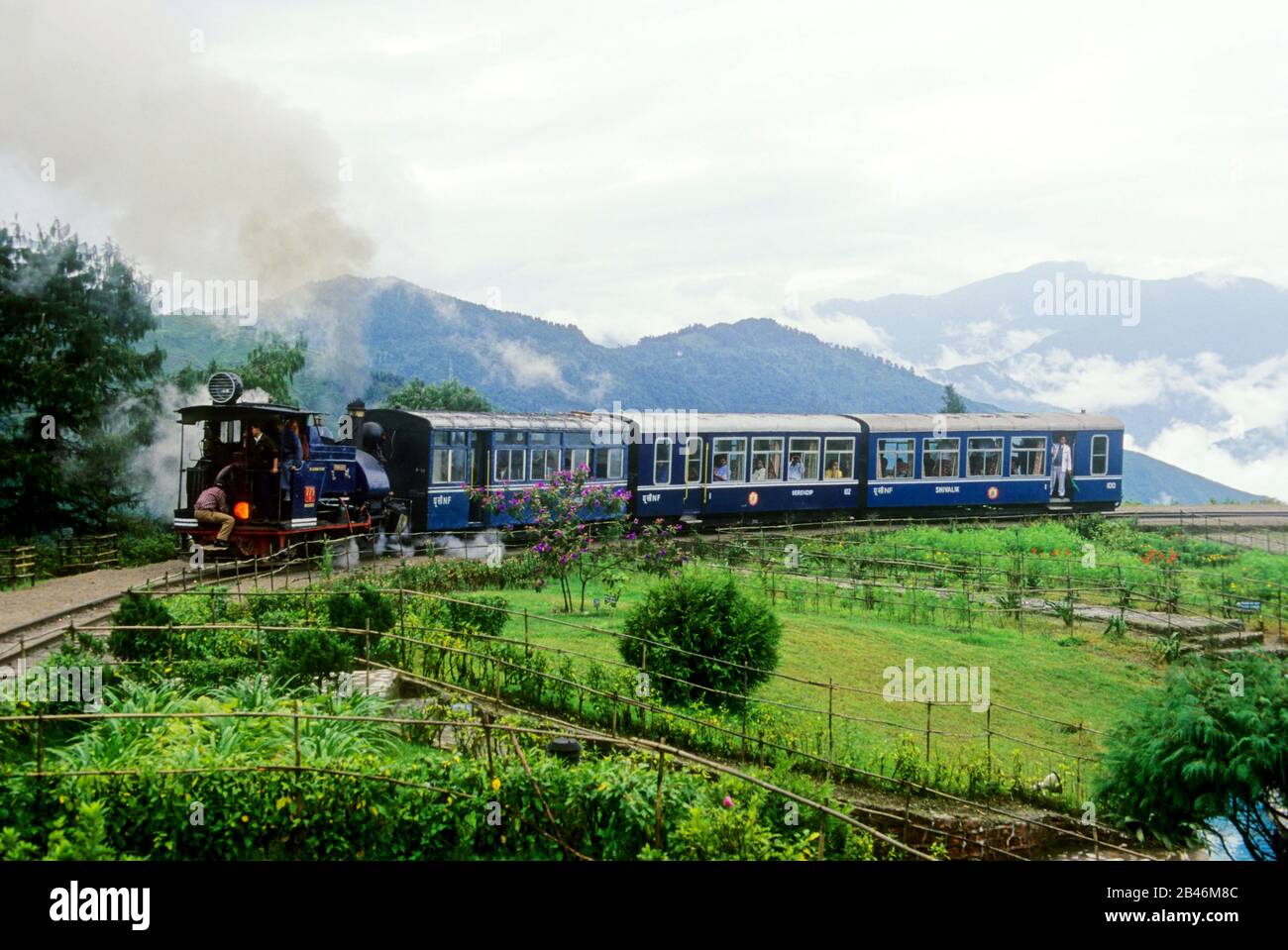 Darjeeling Himalayan Railway, DHR, Toy train, Batasia Loop, New Jalpaiguri , Ghum, Ghoom, Bengale occidental, Inde, Asie Banque D'Images