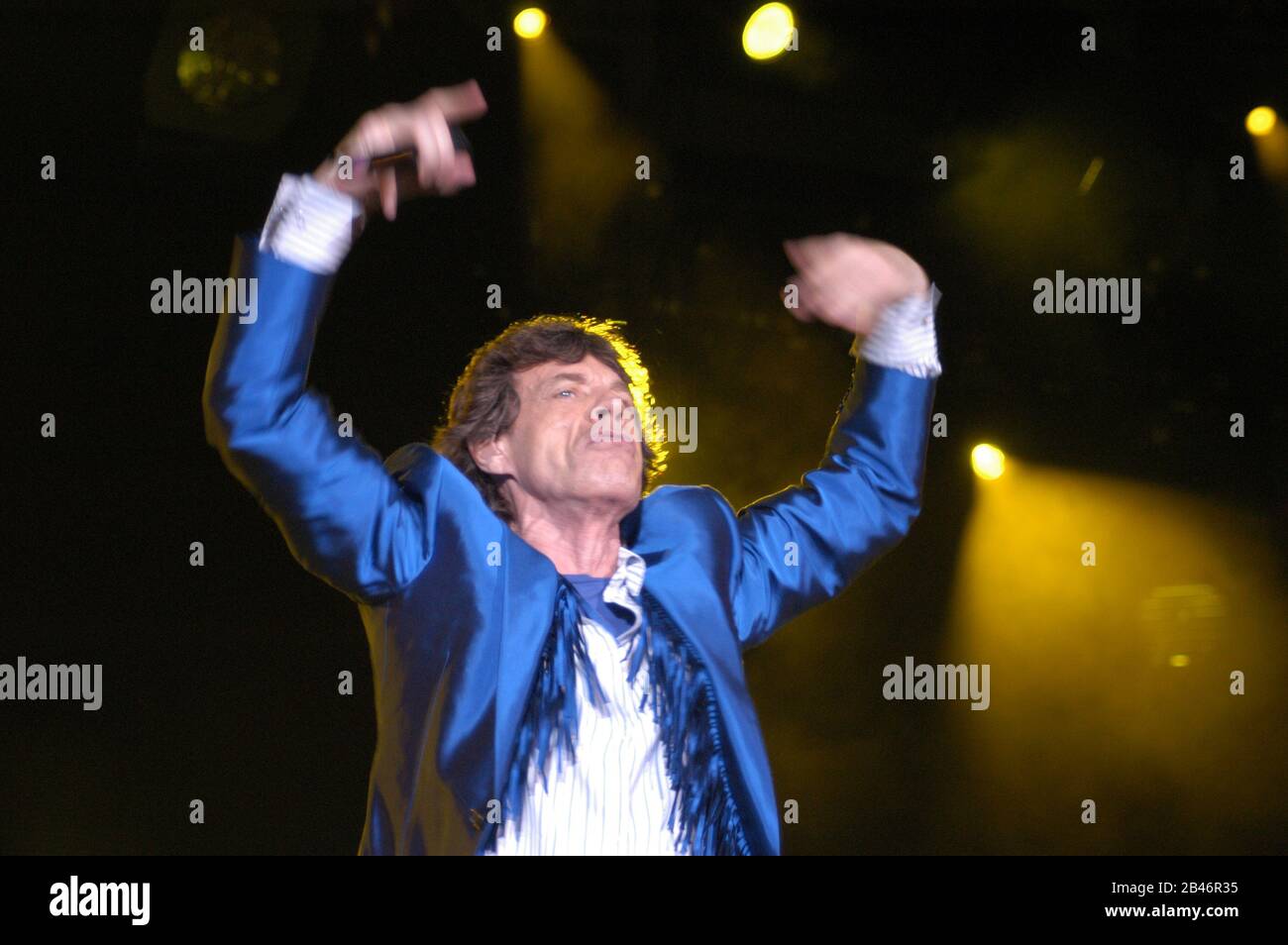 Sir Michael Philip Jagger ; chanteur anglais, auteur-compositeur, acteur et producteur de film qui a gagné la renommée mondiale comme chanteur principal et un des membres fondateurs des Rolling Stones. Banque D'Images