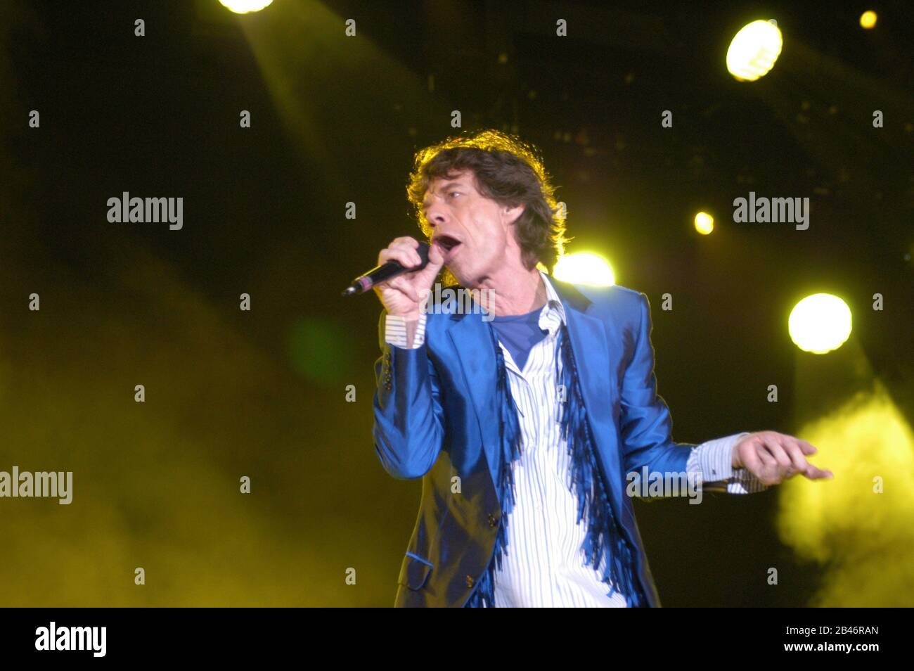 Sir Michael Philip Jagger ; chanteur anglais, auteur-compositeur, acteur et producteur de film qui a gagné la renommée mondiale comme chanteur principal et un des membres fondateurs des Rolling Stones. Banque D'Images