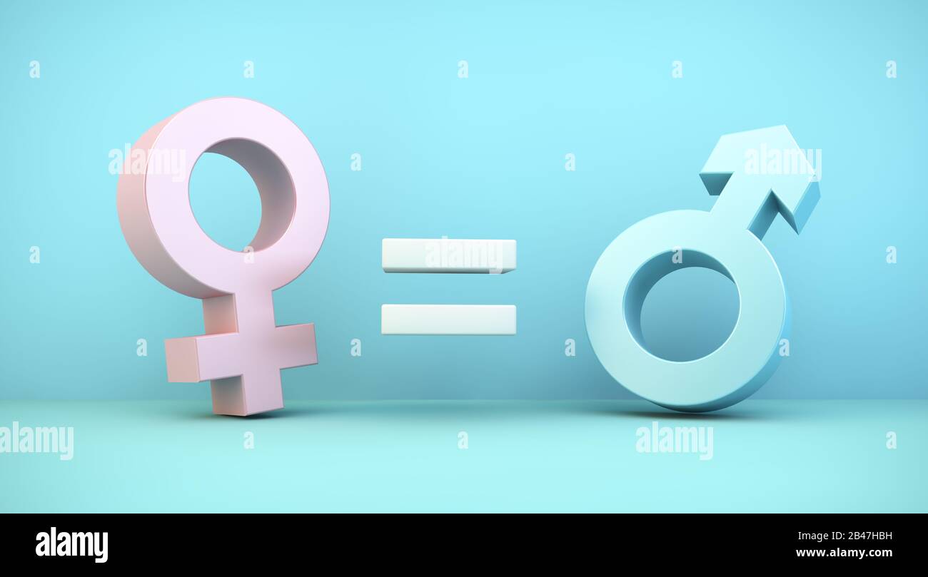 concept d'équité entre les sexes rendu tridimensionnel Banque D'Images