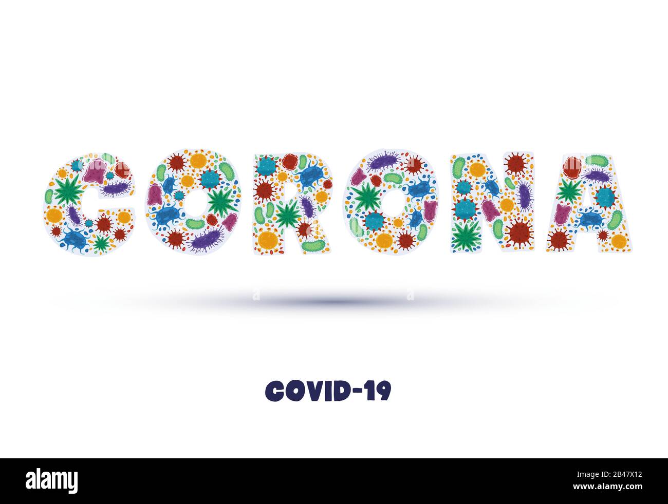 vecteur ou illustration d'une collection de virus avec beaucoup de forme et de couleurs qui composent le mot corona Illustration de Vecteur