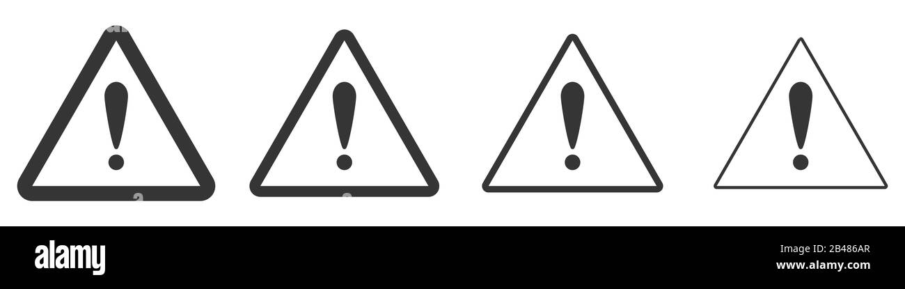 Jeu de symboles d'avertissement triangulaires avec Point D'Exclamation. Signes avec une épaisseur de ligne différente. Illustration vectorielle. Illustration de Vecteur