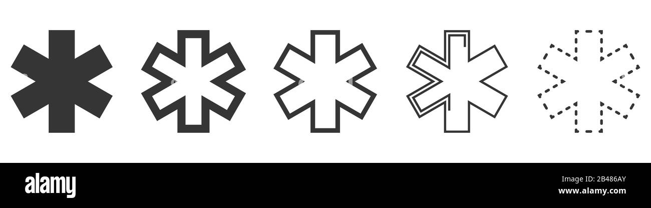 Icônes de vecteur médical. Jeu de symboles médicaux sur fond blanc. Illustration vectorielle. Diverses croix médicales noires. Illustration de Vecteur