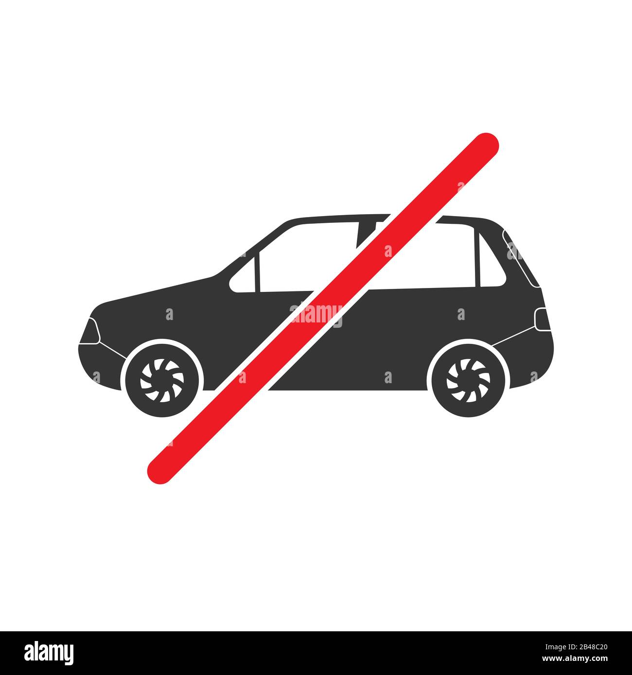 Panneau de voiture interdit sur fond blanc. Pas de panneau de véhicule autorisé. Icône de voiture interdite. Illustration du stock vectoriel. Illustration de Vecteur