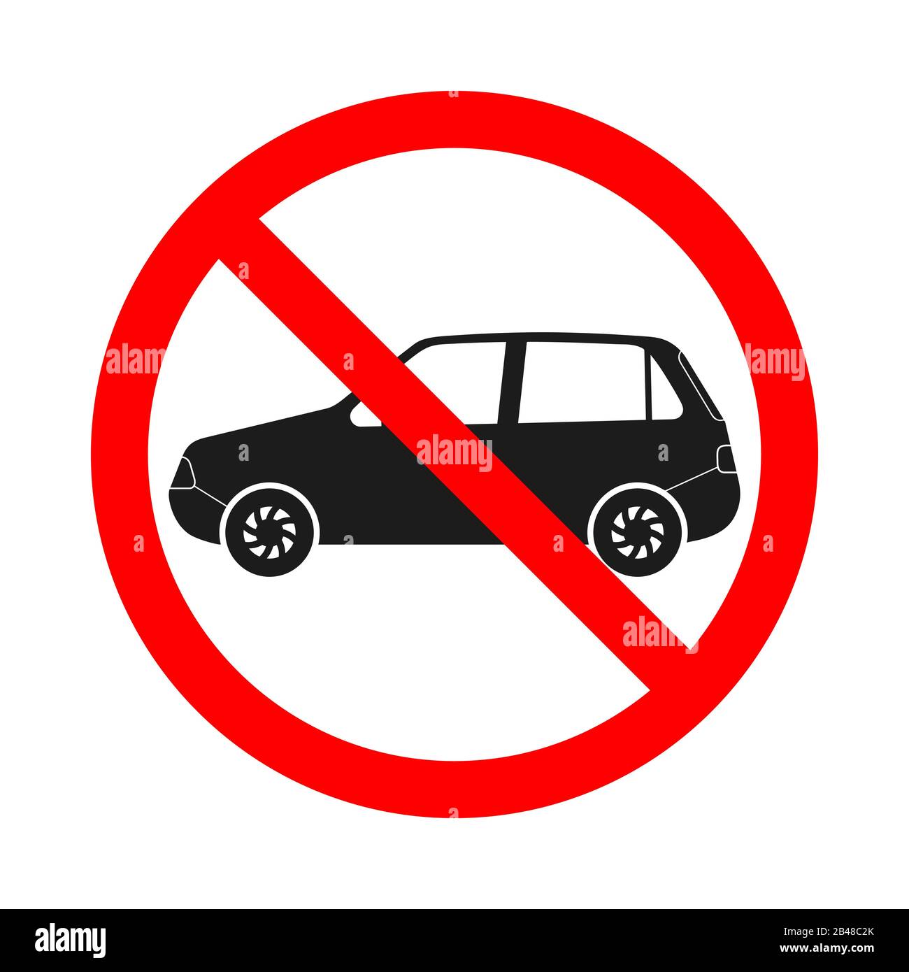 Panneau de voiture interdit sur fond blanc. Pas de panneau de véhicule autorisé. Icône de voiture interdite. Illustration du stock vectoriel. Illustration de Vecteur