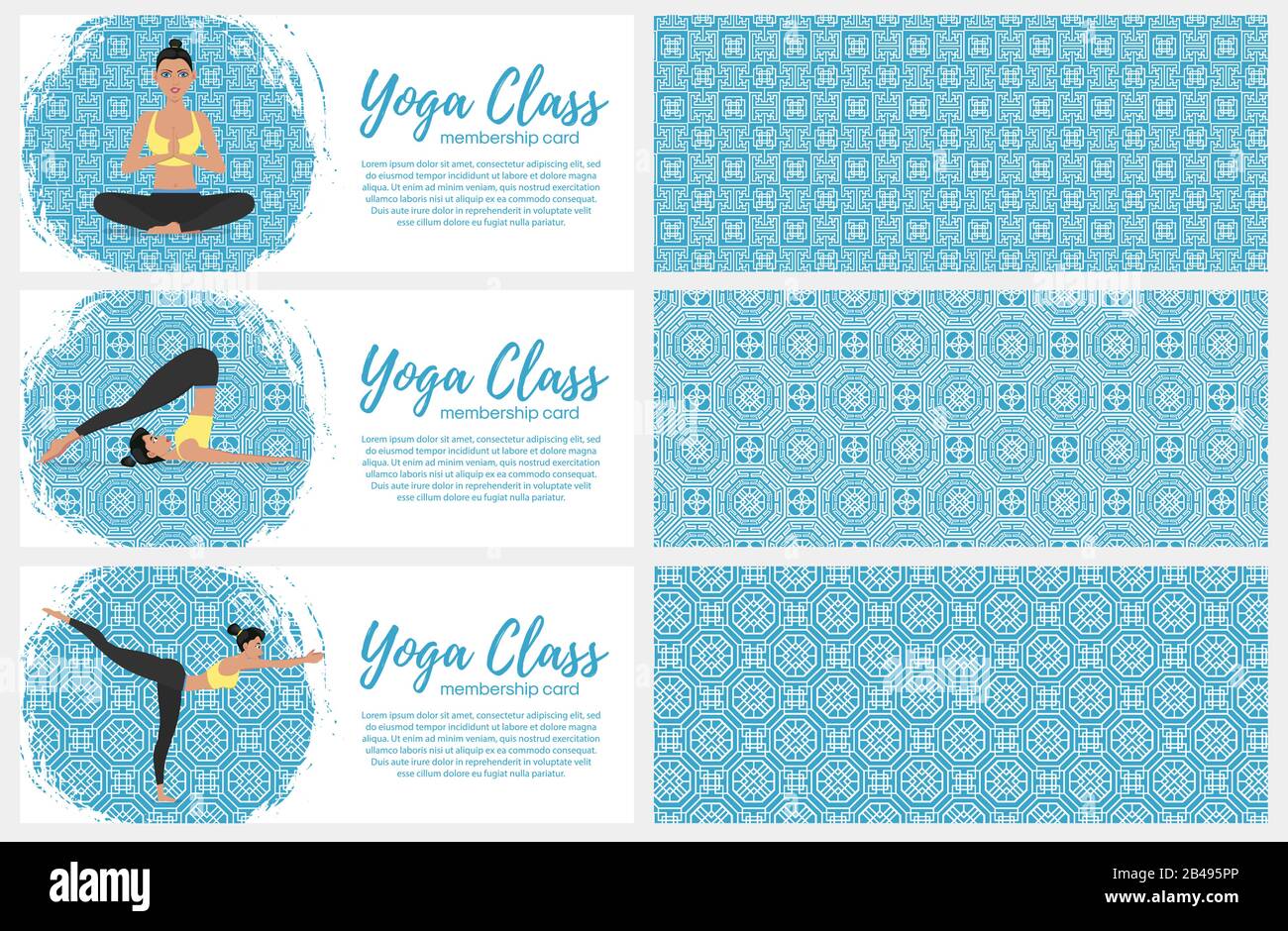 Cours de yoga flyers horizontaux de style plat Illustration de Vecteur