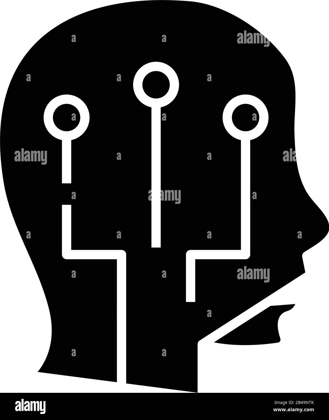 Icône noire puce intelligente, illustration conceptuelle, symbole plat vectoriel, signe glyphe. Illustration de Vecteur