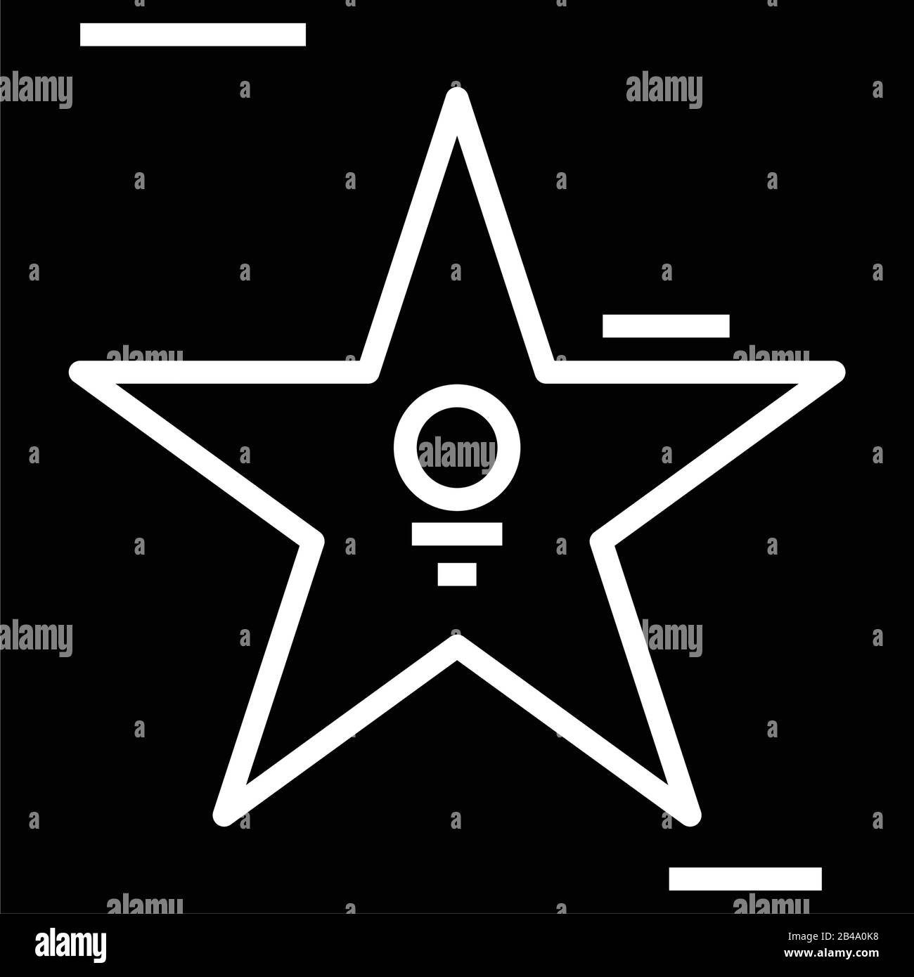 Icône noire d'allée en étoile, illustration conceptuelle, symbole plat vectoriel, signe glyphe. Illustration de Vecteur
