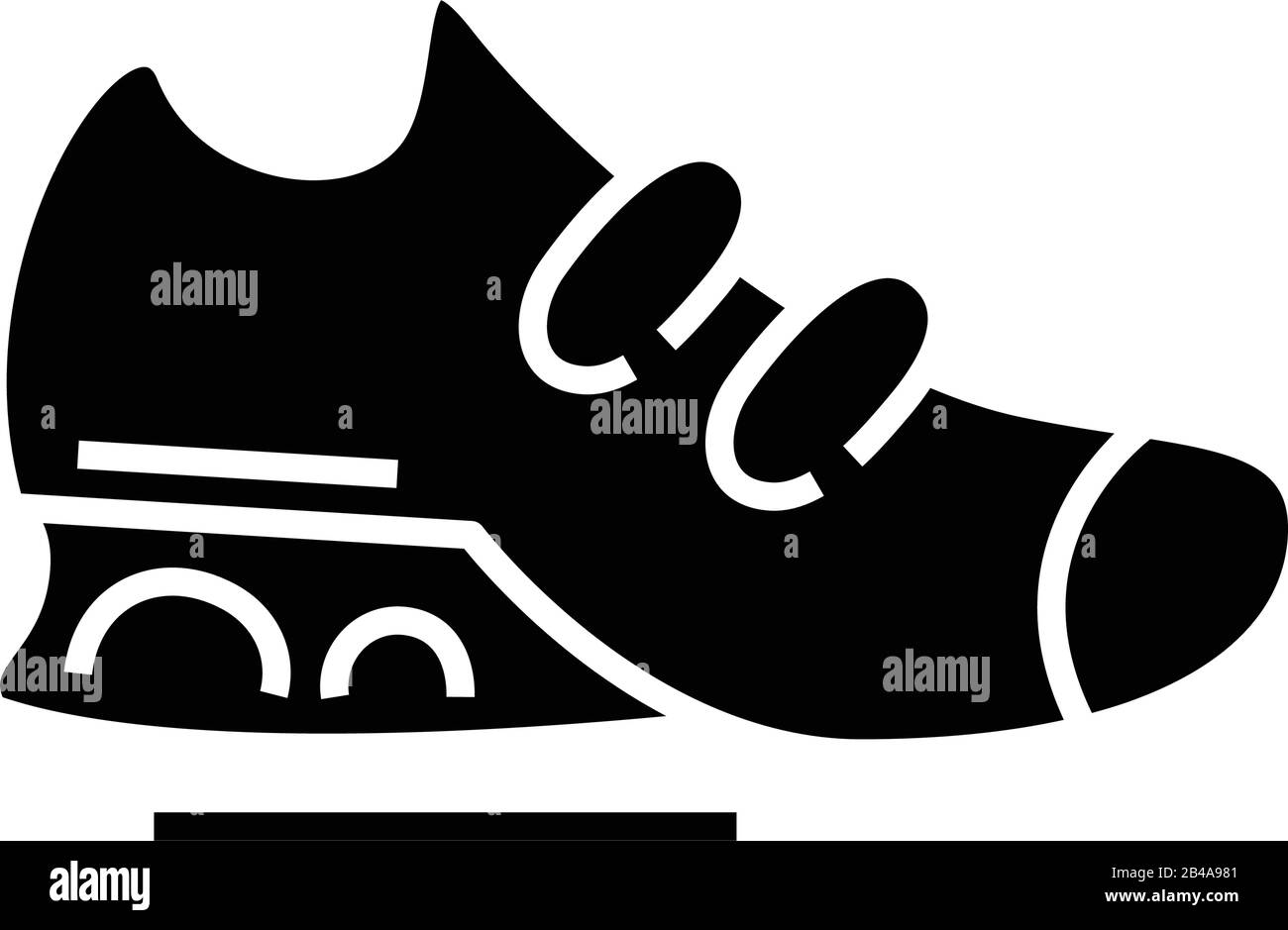 Chaussures sportives icône noire, illustration conceptuelle, symbole vectoriel plat, signe glyphe. Illustration de Vecteur