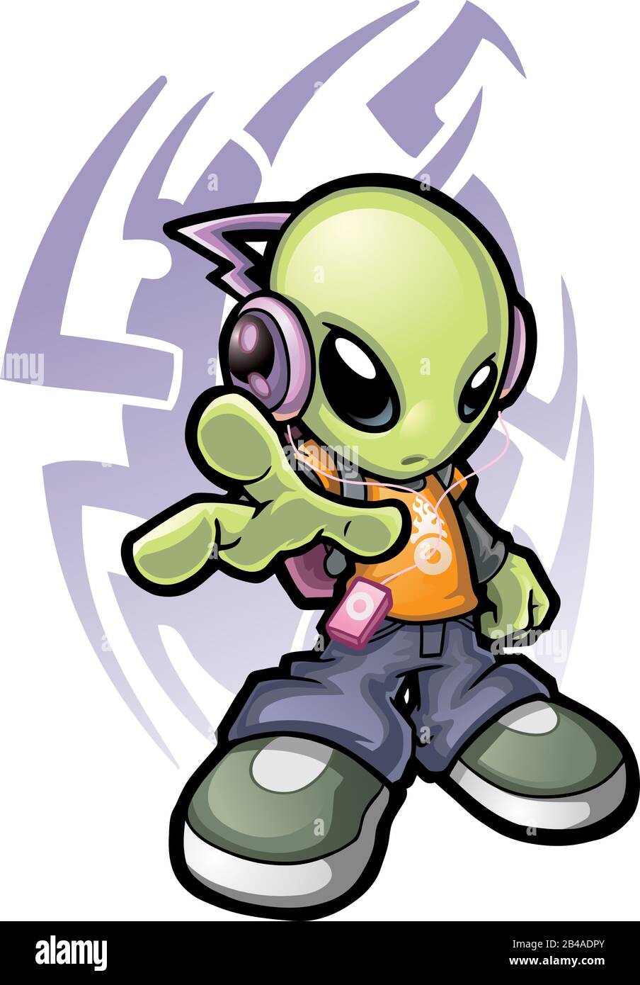 Illustration de Cool Alien, avec vecteur d'arrière-plan blanc Illustration de Vecteur