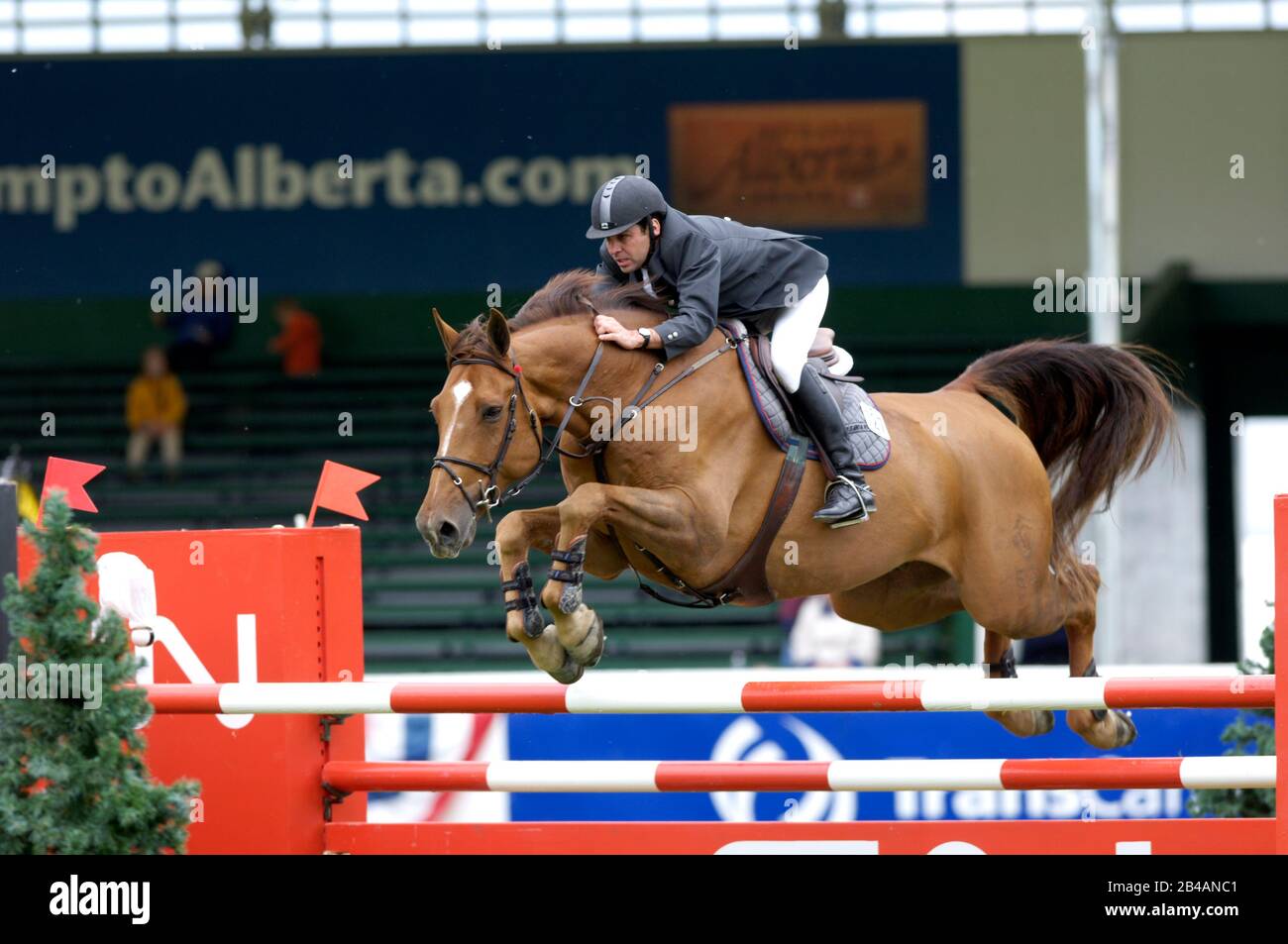 Grand Prix De Fiabilité du CN - Santiago Lambre (MEX) à Campino au National Spruce Meadows, juin 2006 Banque D'Images