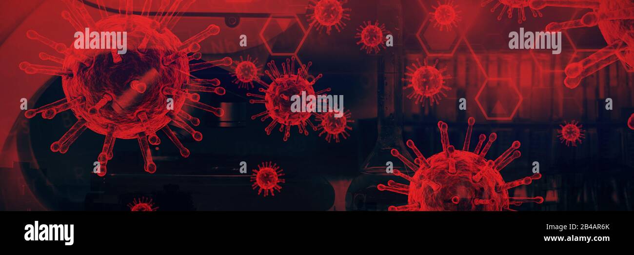 Image composite du coronavirus sur fond blanc. Tests de dépistage de la pandémie de coronavirus Banque D'Images