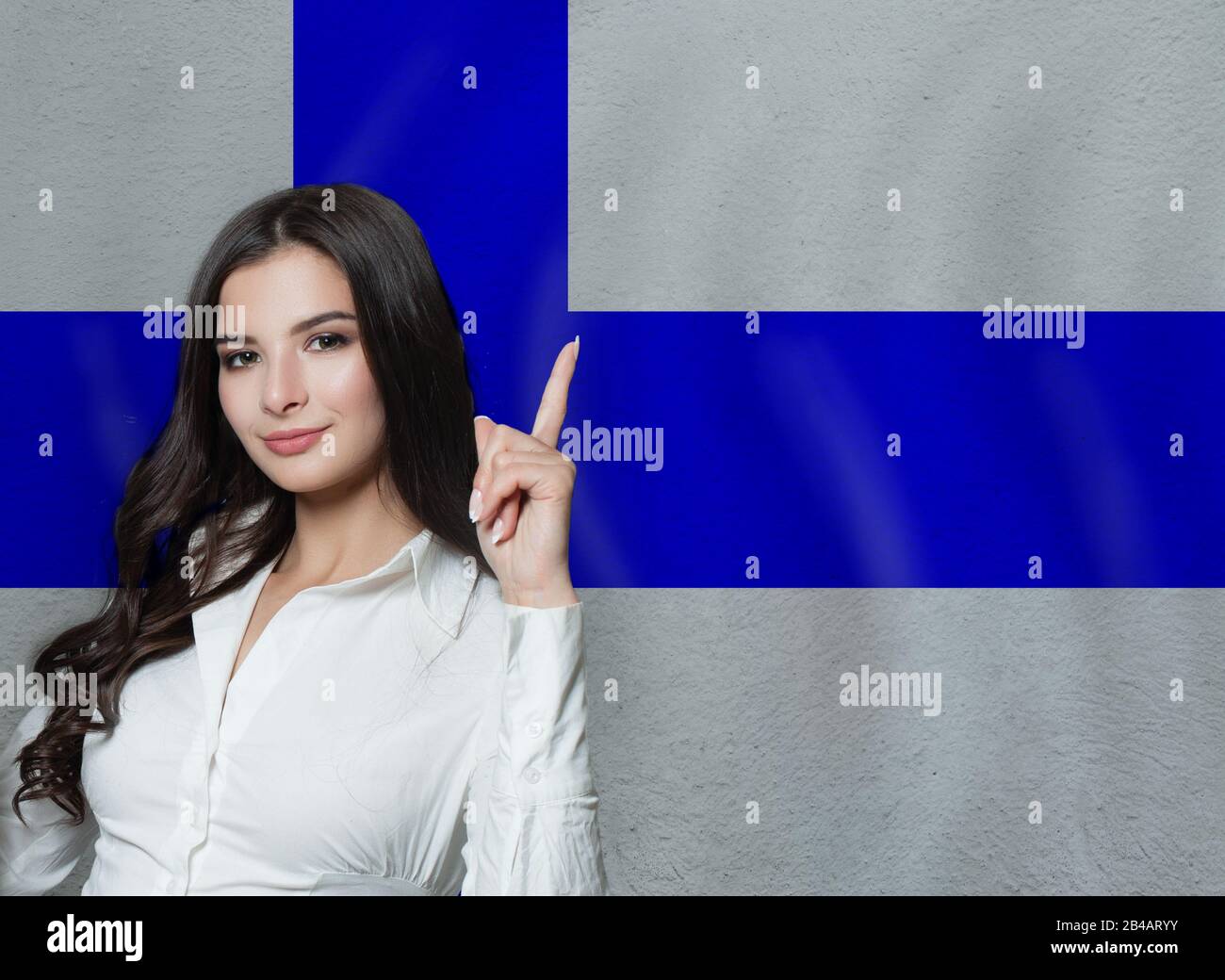 Femme avec pouce vers le haut. Concept d'éducation ou d'affaires Banque D'Images