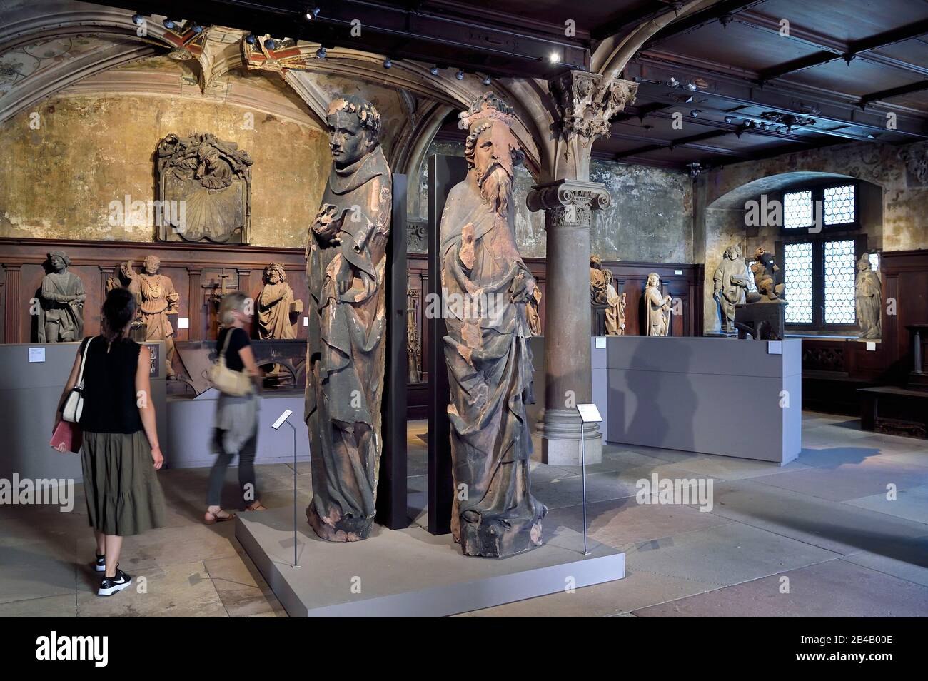 France, Bas-Rhin, Strasbourg, vieille ville classée au patrimoine mondial de l'UNESCO, Musée de L'Oeuvre notre Dame (Oeuvre du musée notre Dame), chambre de pavillon, statuaire du XIIIe siècle de la cathédrale Banque D'Images